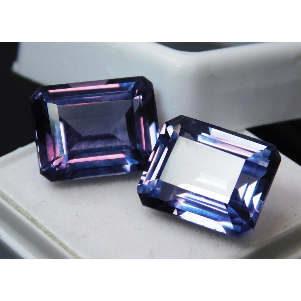 Color Change Alexandrite Natural 8-10 Ct Emerald Cut Pair Certified Gemstone
