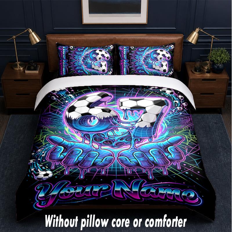 Neon Theme Custom Text Or Name 3Pcs Bedding Set,1 Flat Sheet & 2 Pillowcases Personalized Home Bedding