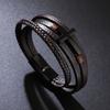 Men's Vintage Cross Leather Bracelet with Magnetic Clasp & Braided Design for Fashion Jewelry Gift