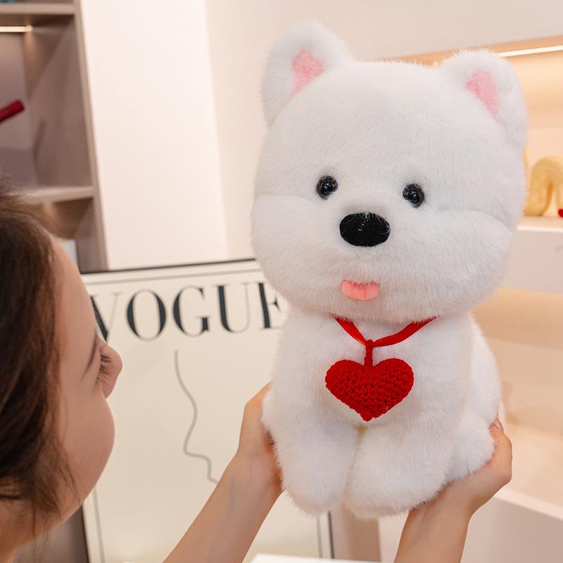 West Highland Terrier Puppy Tongue Out Plush Toy Doll Figurine