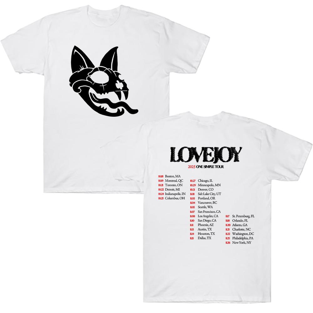 Loveoy 2025 One Simple Tour T-skjorter Lovejoy Band Grafiske T-skjorter Casual Herreklær Mote Unisex Høy Kvalitet Bomulls-T-skjorte Y2K