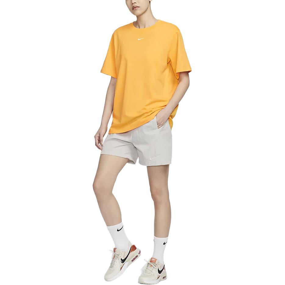 Nike Sportswear Solid Color Round Neck Casual Pullover Fashion Short Sleeve Drop Shoulder T-Shirt Women T-Shirts Sundial-Yellow FD4150-717
