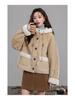 Yuxiang 2025 Winter Women’s Hooded Coat - Leather & Fur Fusion, Cat-Inspired Design