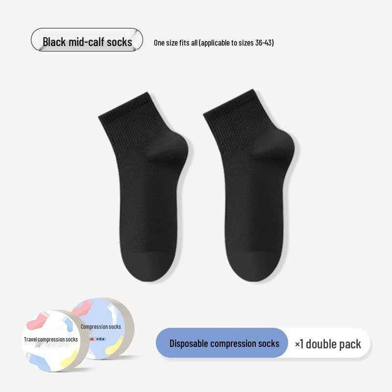 All-Season Mid-Calf Disposable Socks - One Size, Sweat-Absorbing and Travel-Friendly