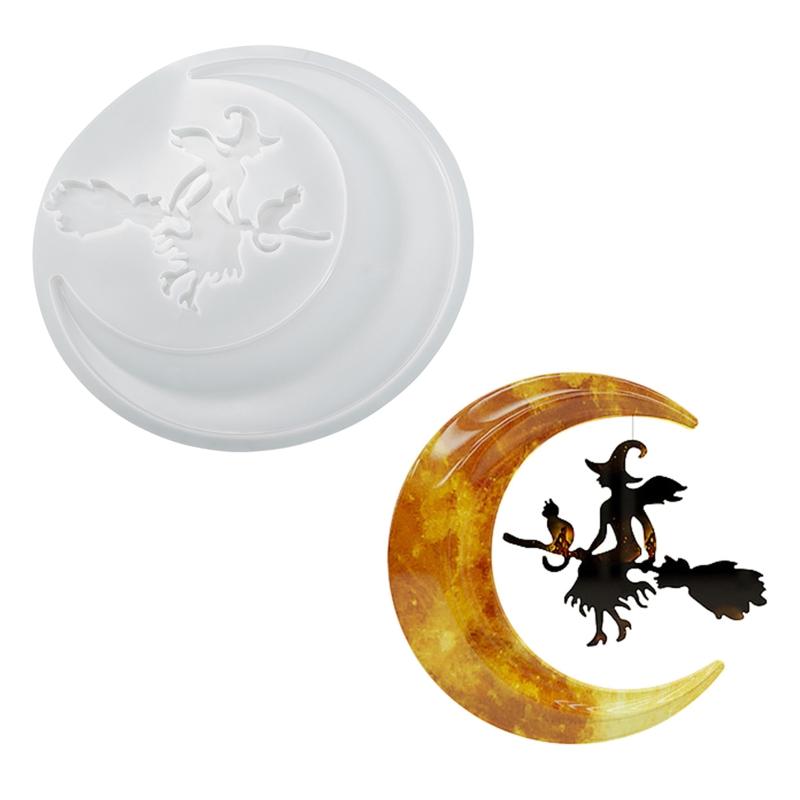 

Moon Witch Broom Wall Decor Silicone Mold Suitable for Epoxy Resin Diy Craft Backpack Pendant Ornament Jewelry Making 1