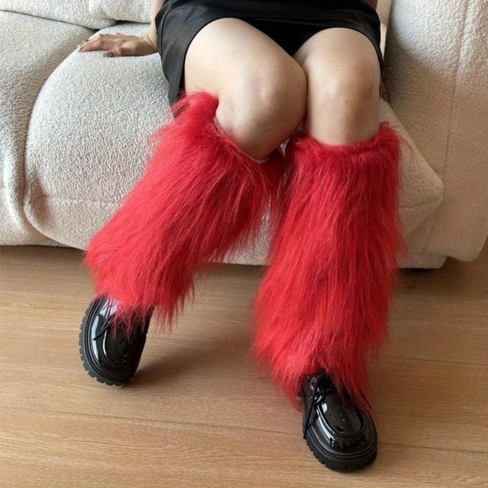 Warm Boot Covers Winter Foot Warming Covers Cozy Faux Fur Leg Warmers for Women Girls