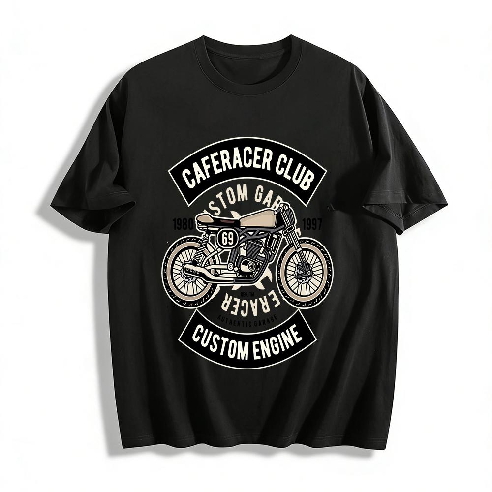 Vintage Caferacer Club Motorcycle Graphic Tee For Bike Enthusiasts Pure cotton T-shirt XXS