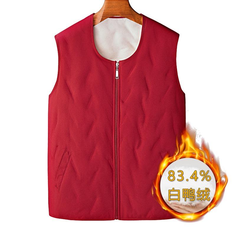 Down vest wife winter wear old lady winter wear round neck white duck down vest