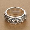 S925 Sterling Silver Rotatable Six-Pointed Star Wide Band Ring for Men - Retro Index Finger Design