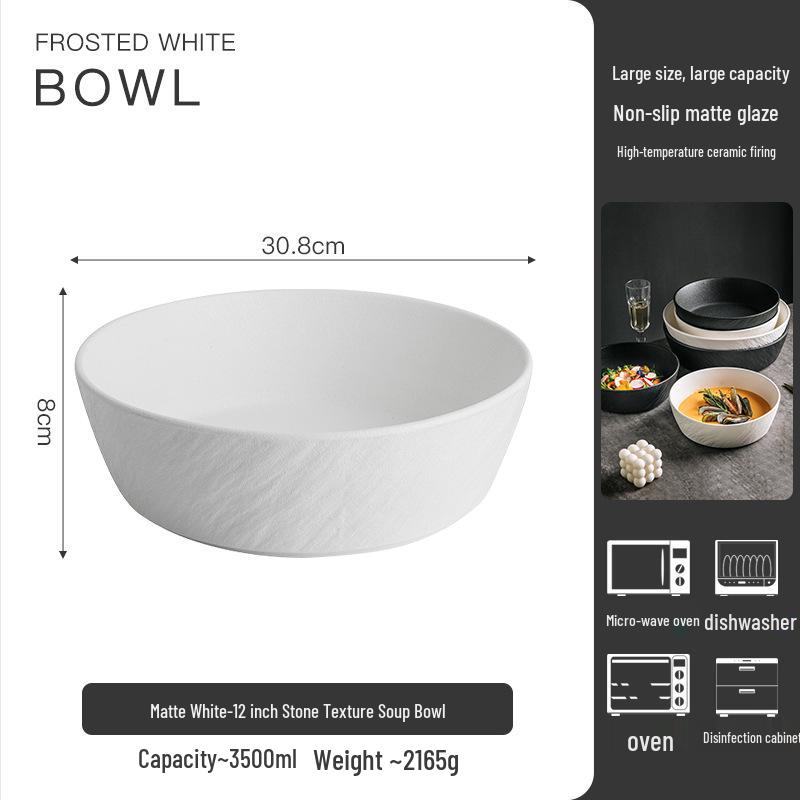 Ceramic Large Capacity 12-Inch Bowl for Soup, Sauerkraut Fish, Boiled Fish, Noodles, and Mao Xuewang.