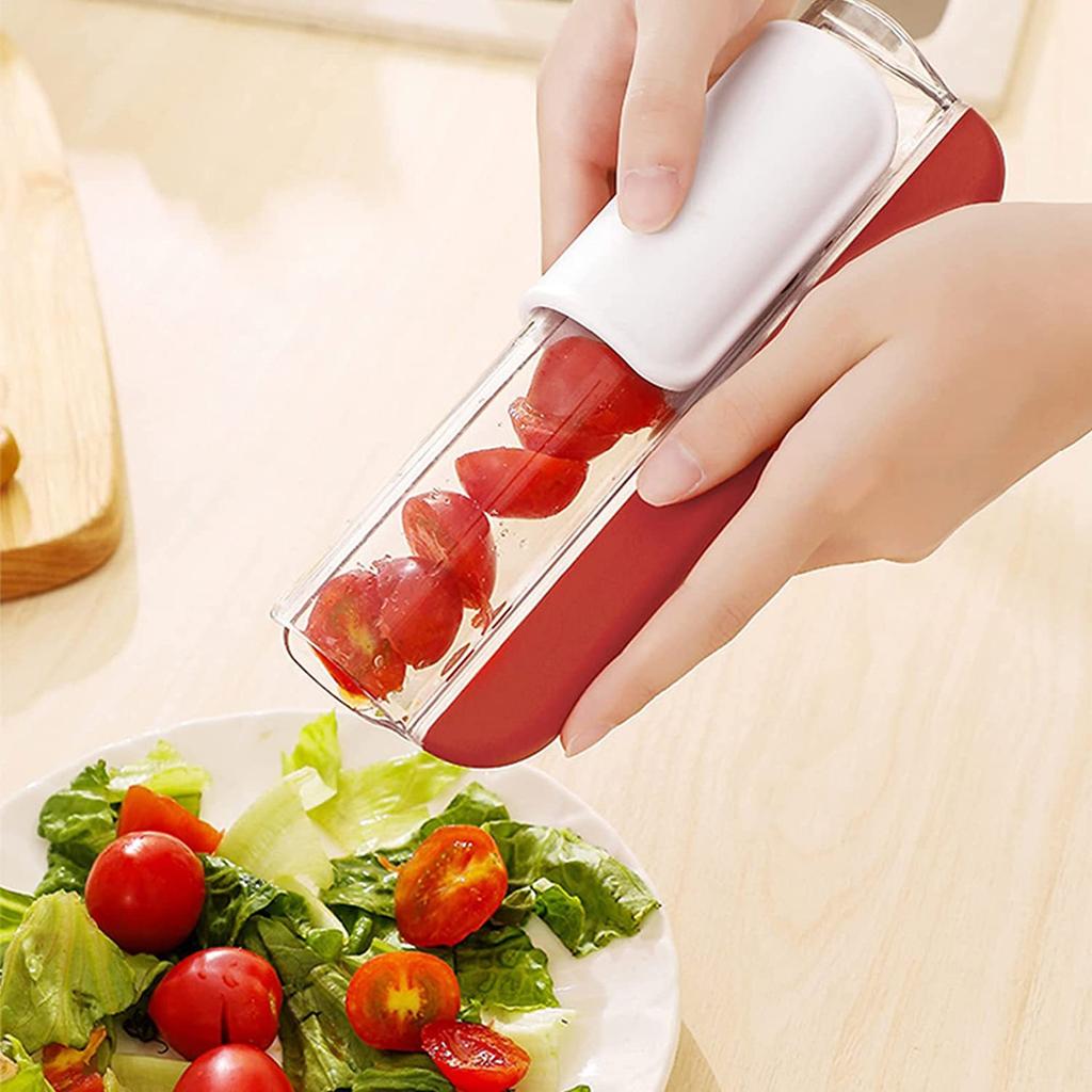 Grape Tomato Cherry Fruit Slicer Plastic Stainless Steel Kitchen Tool for Fruits Vegetables