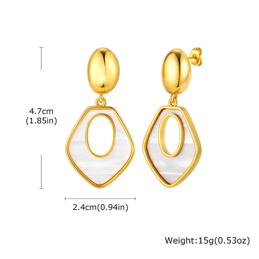 Irregular Geometric Stainless Steel Dangle Earrings for Women Hollow Rhombus Big Pendant Earrings Elegant Charming Jewelry