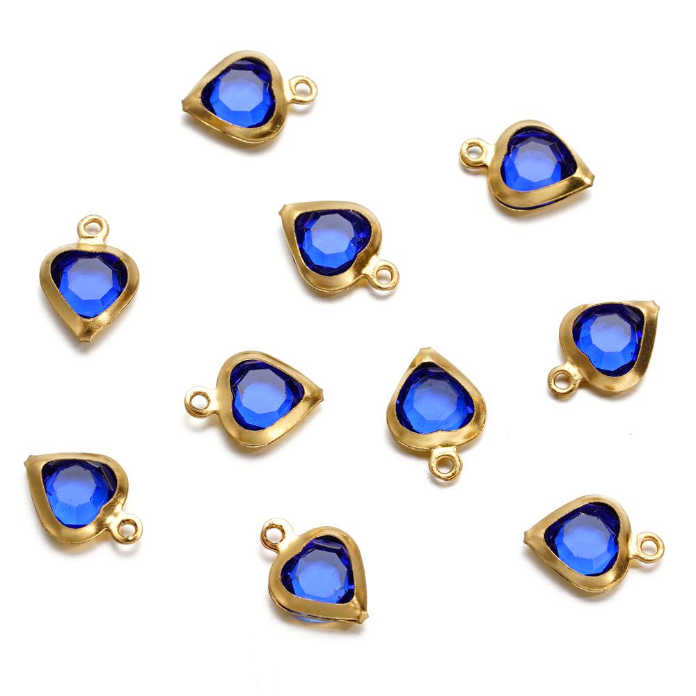 10 Stück/Los 7,5 mm Edelstahl Herz mit Strasssteinen Anhänger für Halskette Armband Anhänger DIY Schmuckherstellung Zubehör