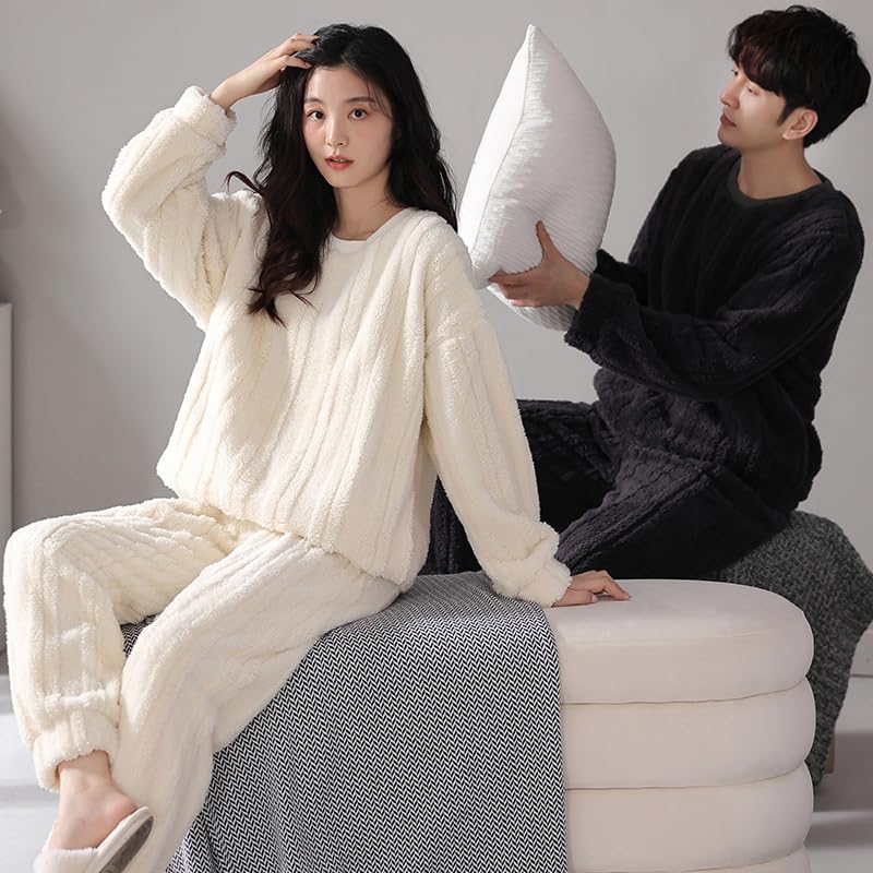 Luddig Långärmad Loungewear för Män och Matchande Par Topp och Byxor Rund Varm och Perfekt som en Julklapp för Höst och Vinter D.IIZOO