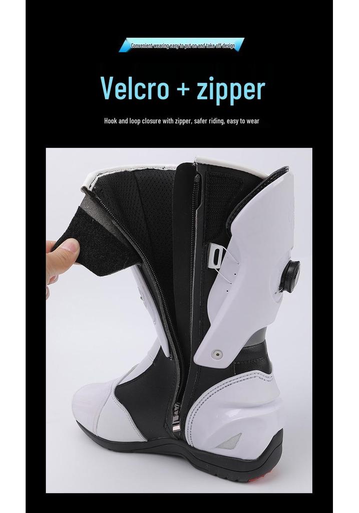 Unisex High-Top Off-Road Motorcycle Riding Boots with Rotary Buckle