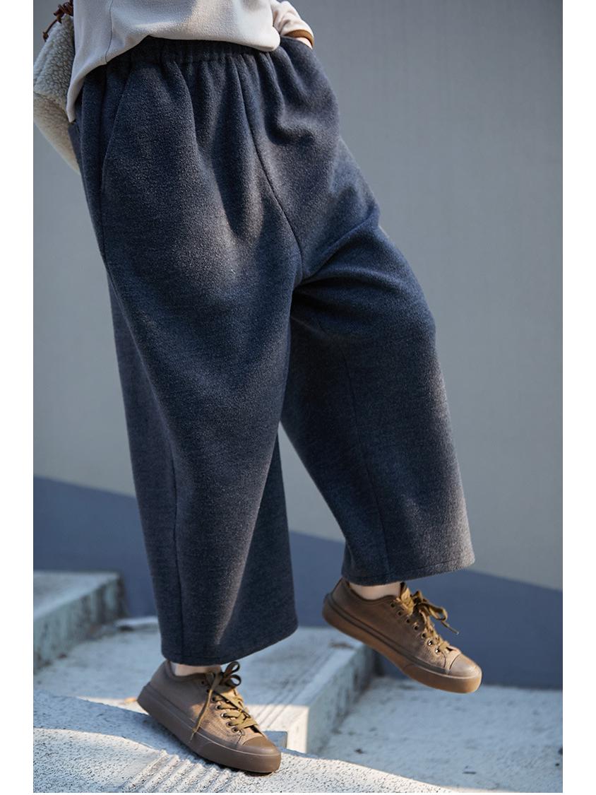 Winter Style Women s Fluffy Dark Gray Elastic Waist Wool Carrot Pants L темно-серого