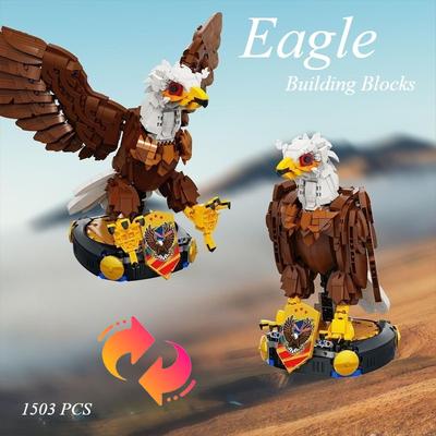 1503 PCS Dual-form Roc & Eagle Building Blocks Set, DIY Assembled Animal Eagle Ornament, Festival Gift