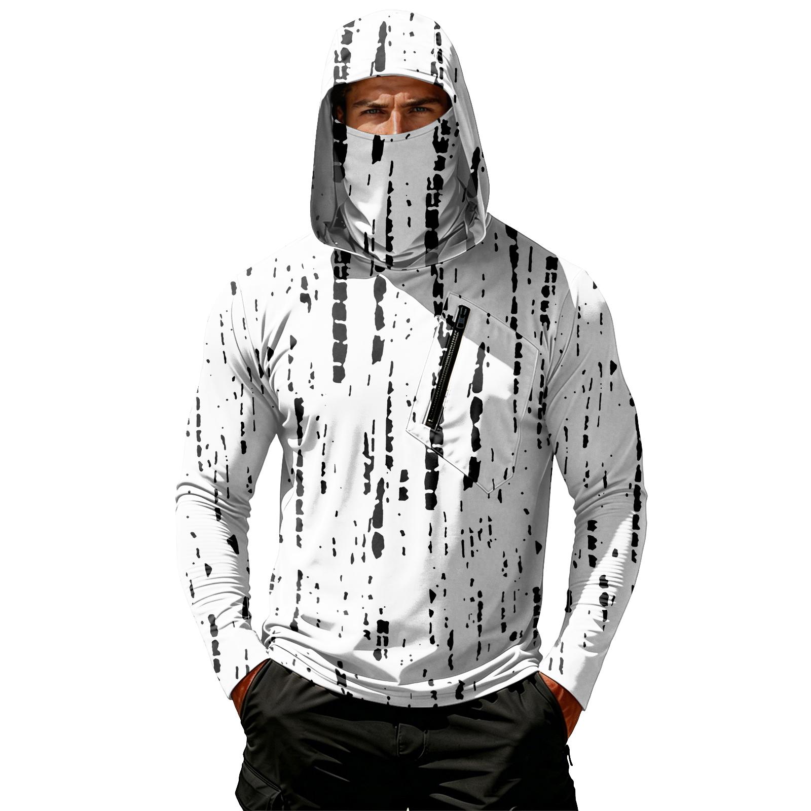 

Men s Casual Long Sleeve Hoodie Sun Protection Shirt Lightweight Breathable Polka Dot Print Pullover with Front Zipper Pocket for Outdoor Activities XL