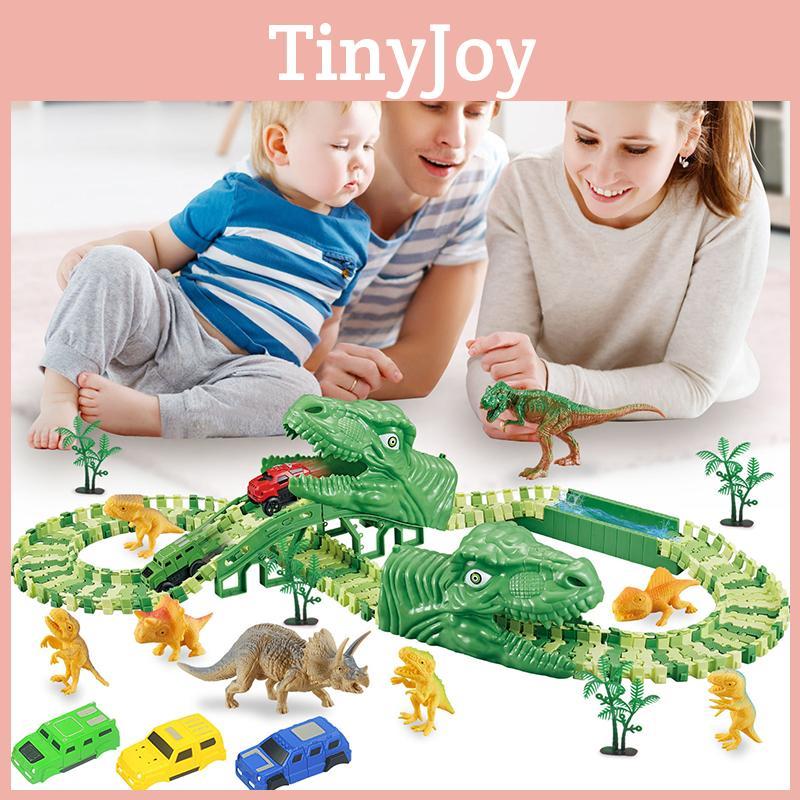 Exciting 165pcs Dinosaur Electric Rail Car Track Racing Toy Set For Endless Fun