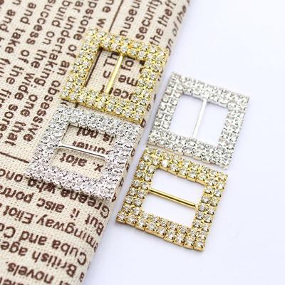 5 piezas de fila doble cuadrada de 28 mm (barra interior 15mm) hebilla de strass de cristal cinta de caja de regalo DIY hebilla deslizante crystal invitat