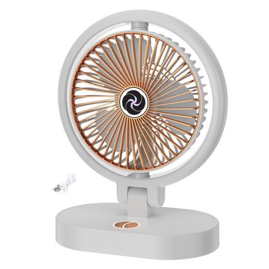 3-Speed Electric LED Light Desktop Fan with Rechargeable Brushless Motor Ultra-quiet Personal Cooling Fan for Home