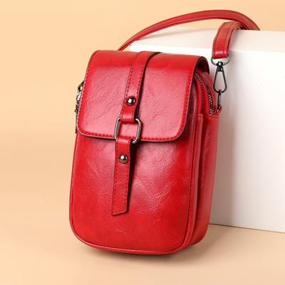 Trend PU Leather Crossbody Bag Solid Color Versatile Single Shoulder Bag Casual Mobile Phone Bag Women