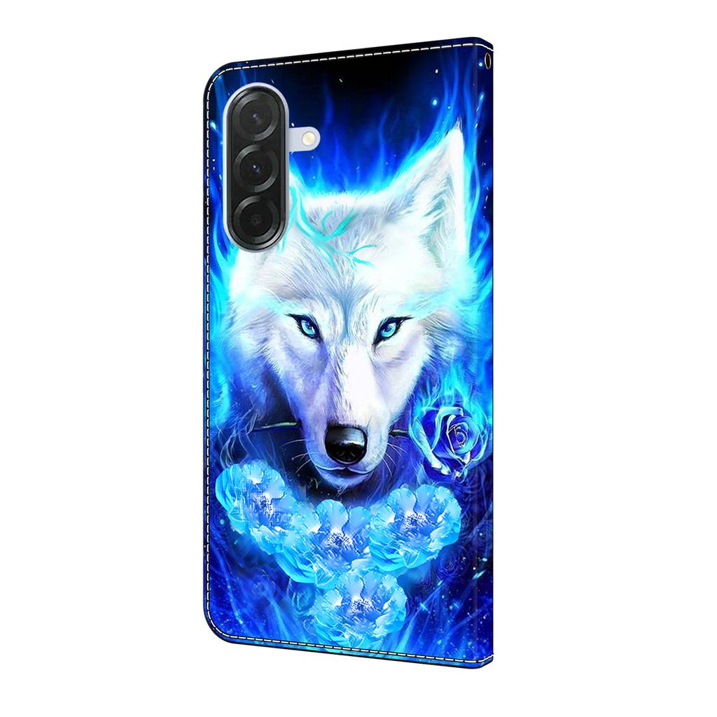 Kožené pouzdro pro Samsung Galaxy A16 5G/4G s potiskem vzoru, peněženkou a stojánkem, flipový kryt na telefon