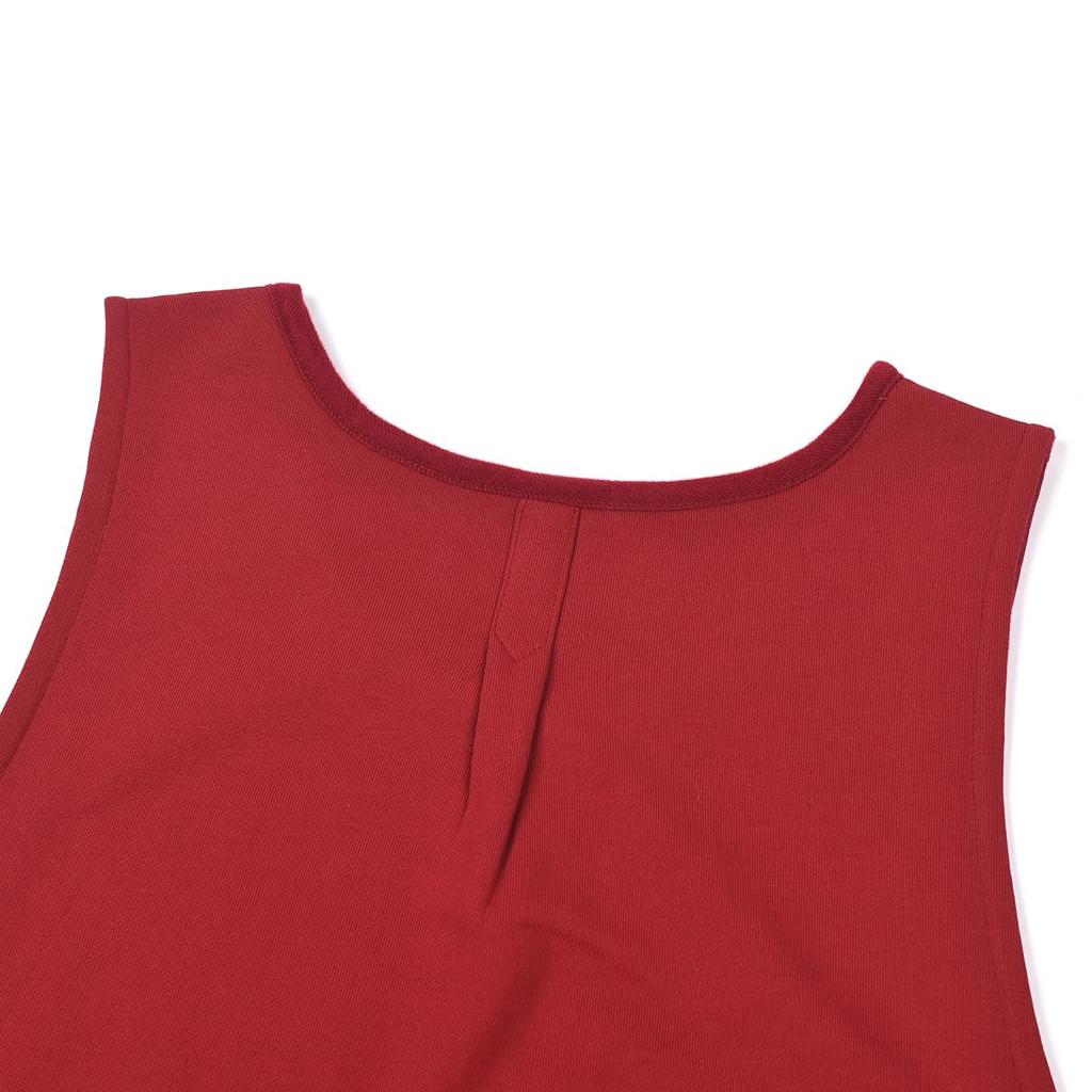 Kusuguru Japan Apron Knit Cat Round Side Button Apron 236572 Red M~L
