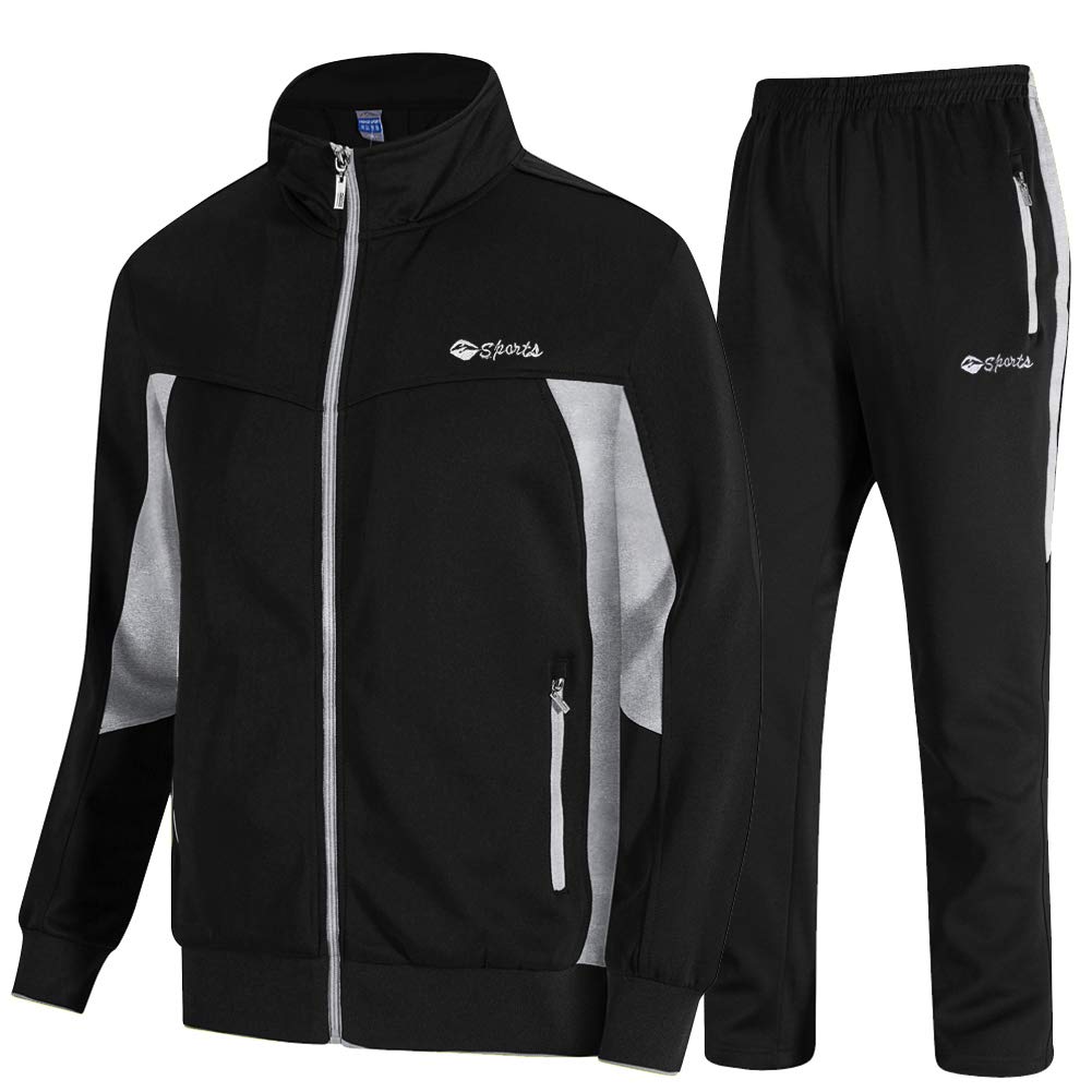

Gopune Men s Jersey Top and Bottom Set, Sportswear, Training, Running Pants, Bottoms, Outerwear, Loungewear, Casual Wear (02 Black, 2XL)