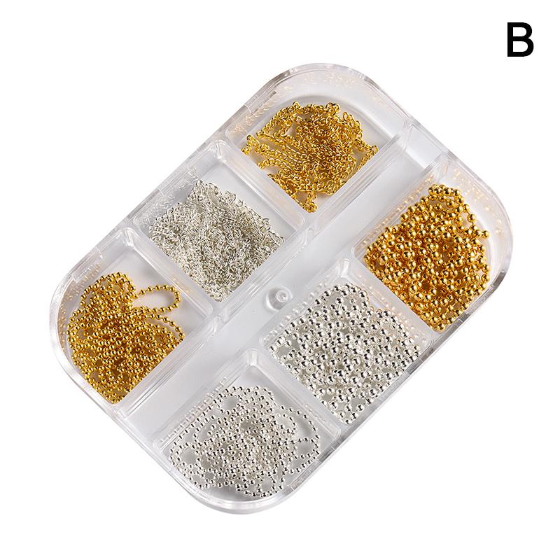 1 Box Metal Chain Nail Art Charms Multi-Shape Golden Silvery Rose Gold Black Nails Chain Diy Nail Supplies Manicure Accessories