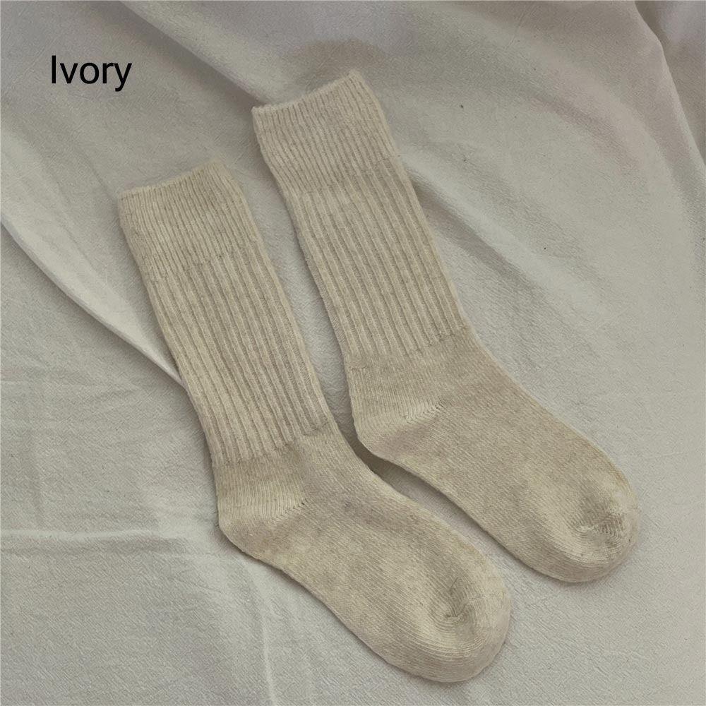 Solid Wool Cashmere Long Socks Casual Homewear Sleeping Socks  for Women & Men