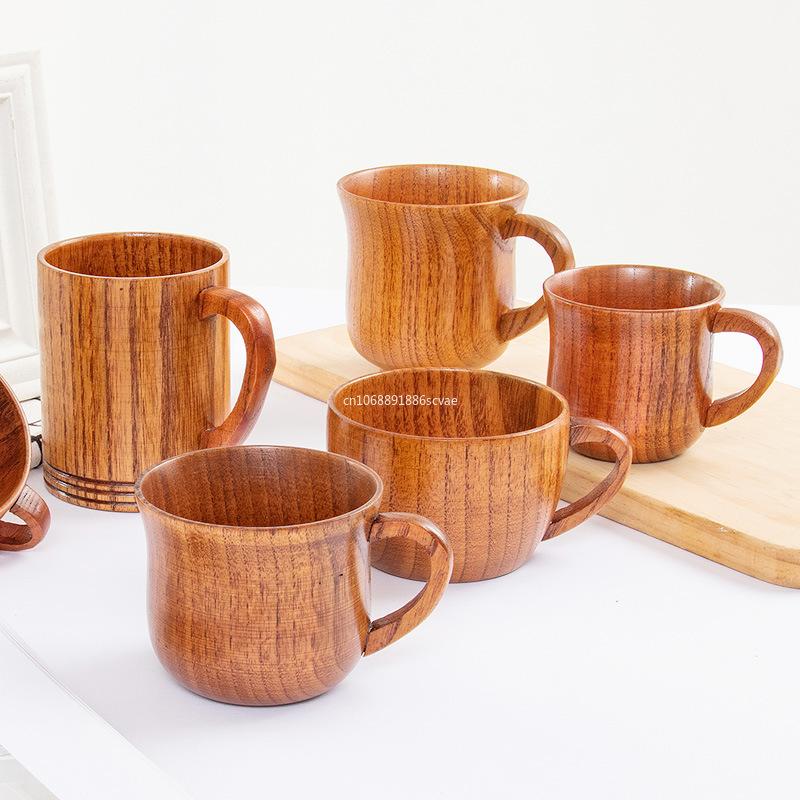 1Pcs Wooden Big Belly Cups Handmade Jujube Wood Handle Cups Beer Tea Coffee Milk Water Cup Kitchen Bar Drinkware for Kitchen Bar