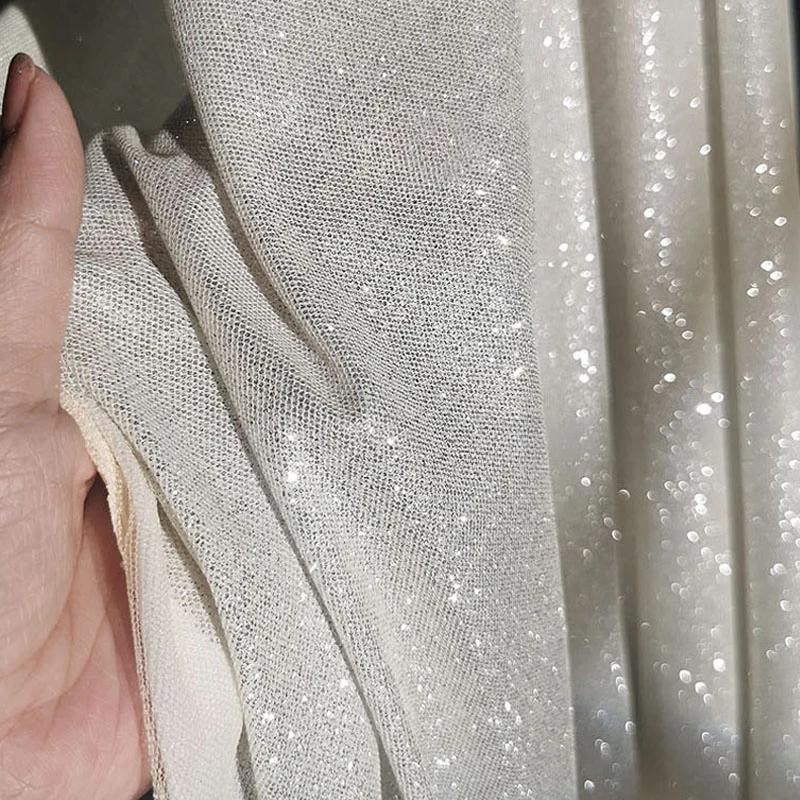 Super Glitter Tulle Fabric Knitted By Meters for Designer Clothing Dresses Sewing Shiny High-grade Cloth Anti-wrinkle Thin Drape