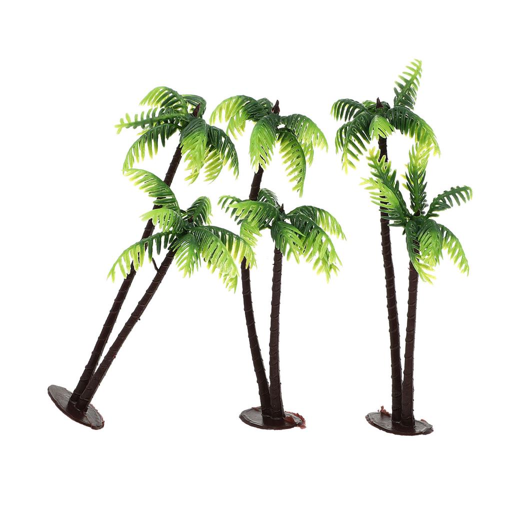 3Pcs Plastic Coconut Palm Tree Miniature Micro Landscape Supplies Bonsai Craft Garden Decoration Tiny Palm Tree Fairy Garden