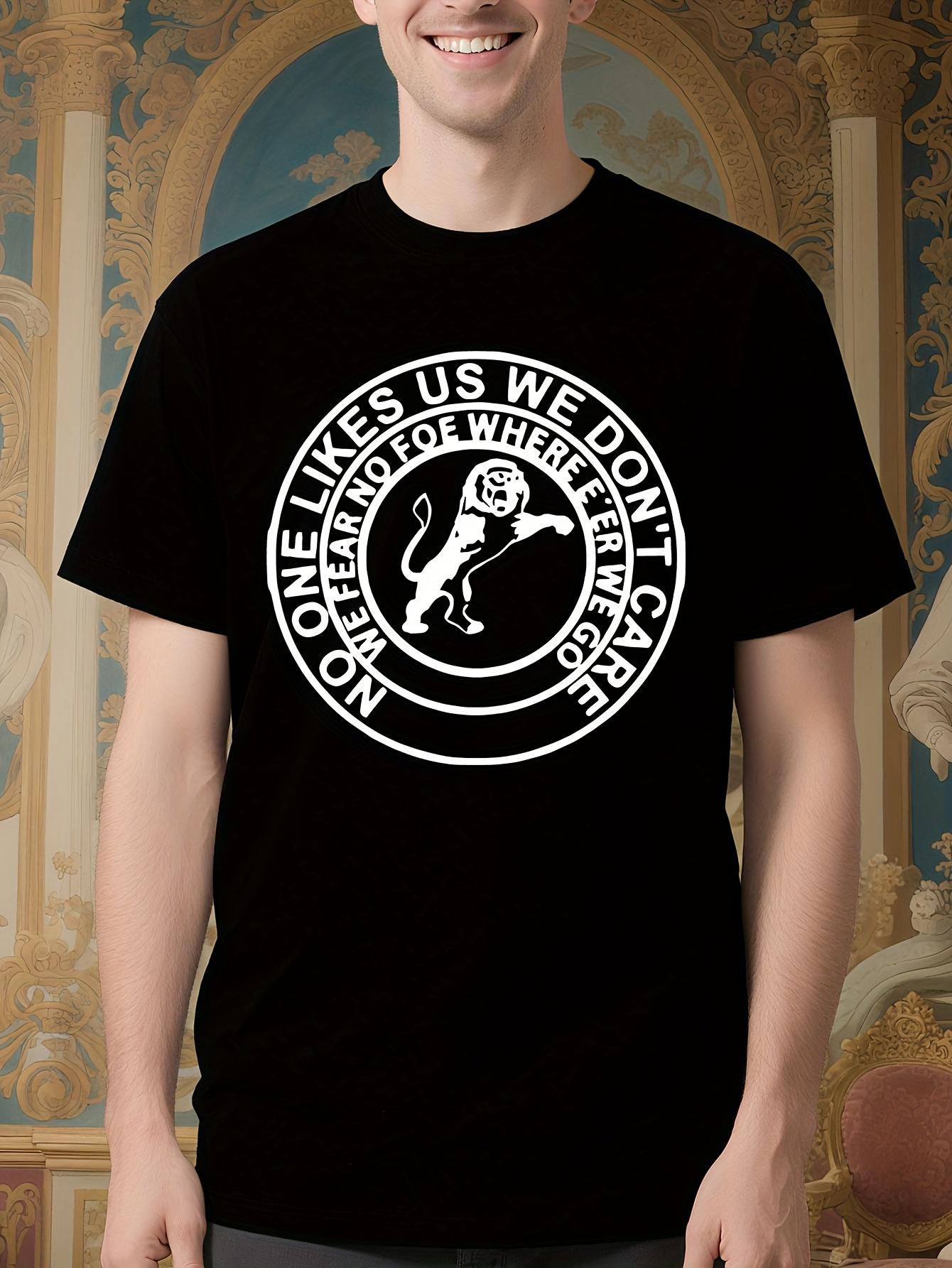 Millwall Hooligans Graphic - Lion & No One Likes Us We Don t Give a Do Slogan Print T-shirt S