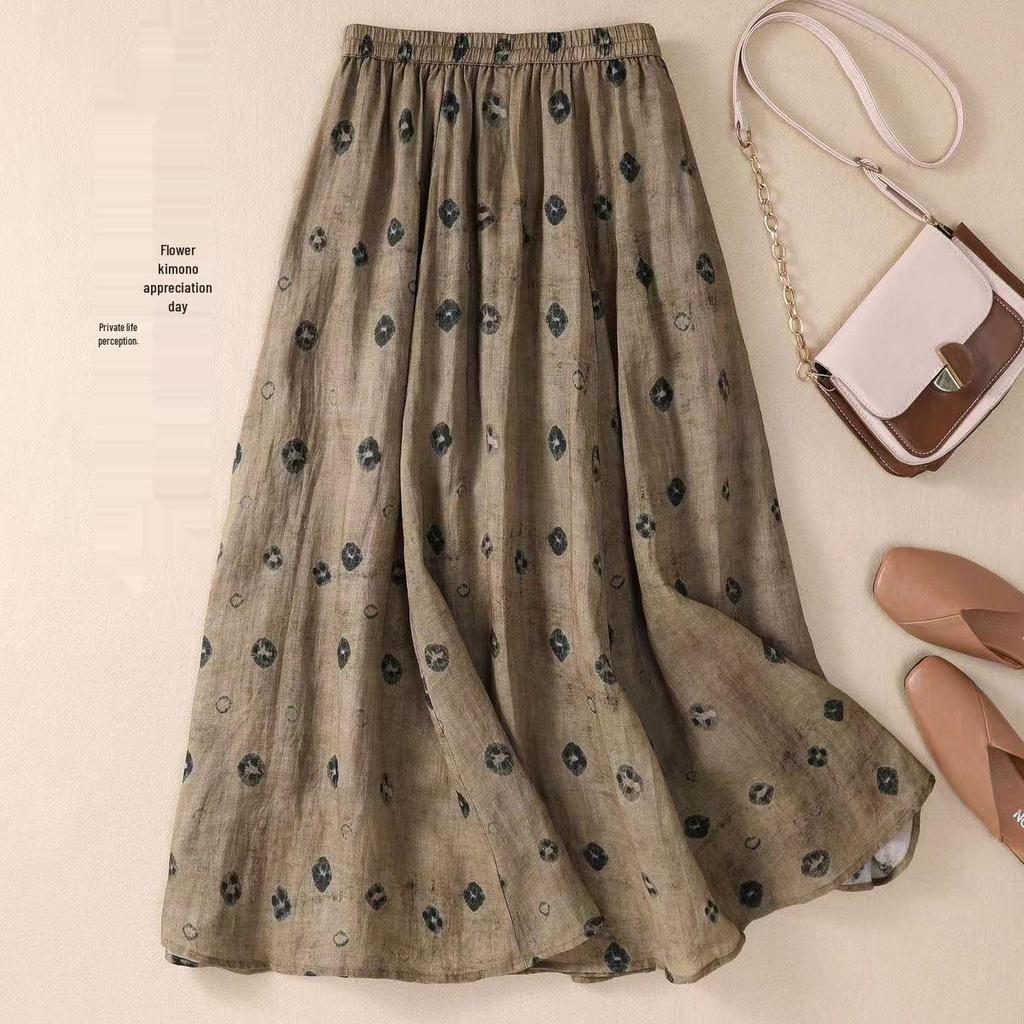 Damen A-Linien Rock mit Blumenmuster: Elastischer Bund, Schlankmachend, mit Taschen