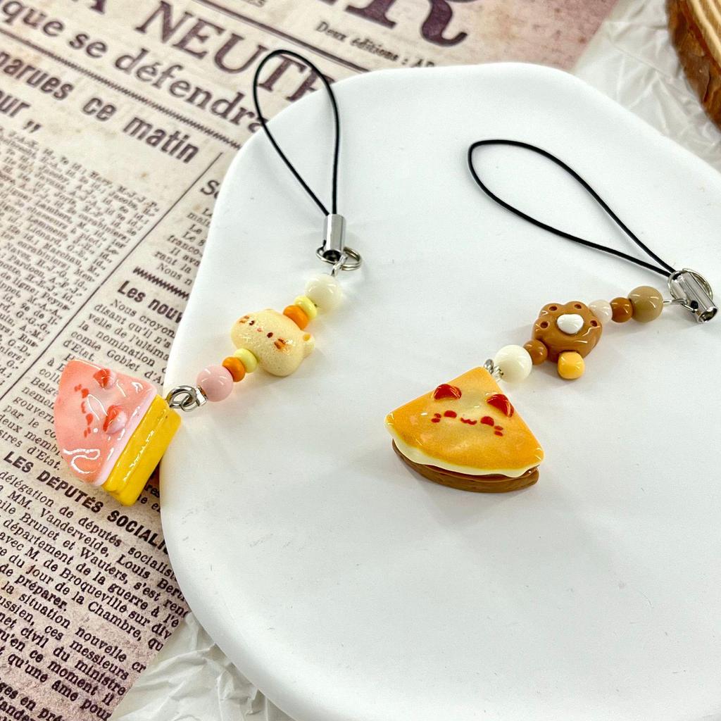 3D Cat Cake Phone Charm Resin Keychain Pendant