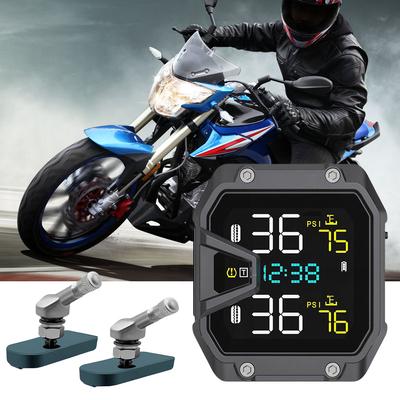 Motorcycle TPMS Tire Pressure Monitoring System with Exteral Sensor Temperature Alarm Motor Tire Pressure Motorcycle Accessories