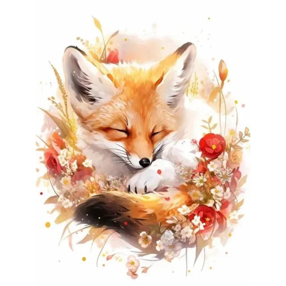 Diamantmaleri Full Drill Ice Skulptur Phoenix Rund Diamantmaleri Håndlaget Flower Fox Diy Diamond Mosaikkmaleri Hjemdekorasjon