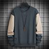 Men's Spring and Autumn Youth Loose Color Matching Long-sleeved Round Neck Top