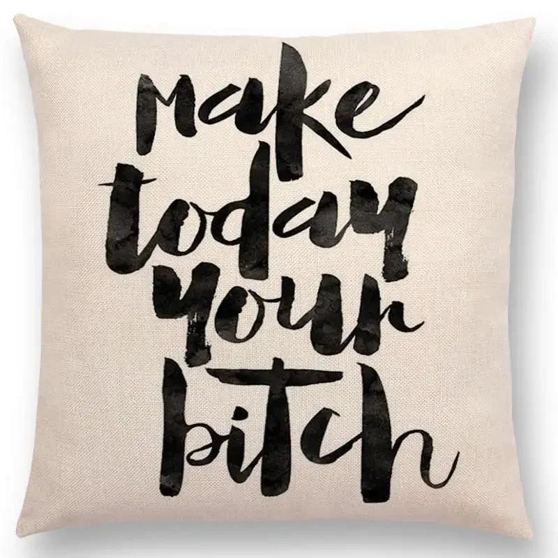 Newest Black Letter Brave Confidence Hope Forceful Warm Words Cushion Cover Christmas Gifts Sofa Throw Pillow