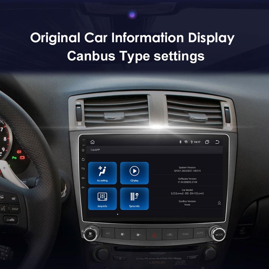 Hizpo 4G Intelligentes Autoradio 2Din Android 14 Autoradio für Lexus IS250 IS300 IS200 IS220 IS350 Multimedia Video Player Navigation GPS Haupteinheit