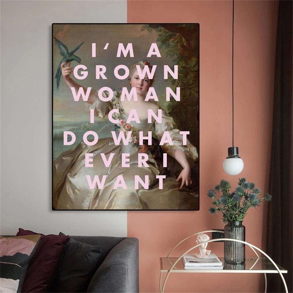 Modern Feminist Wall Art Poster I Can Do Whatever I Want Prints Marie Antoinette Funny Art Canvas Painting Bedroom Art Decor