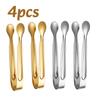 1-4pc Stainless Steel Ice Sugar Tongs Food Clips Coffee Cubes BBQ Meat Tong Bread Food Clamp Restaurants Home Mini Kitchen Tool