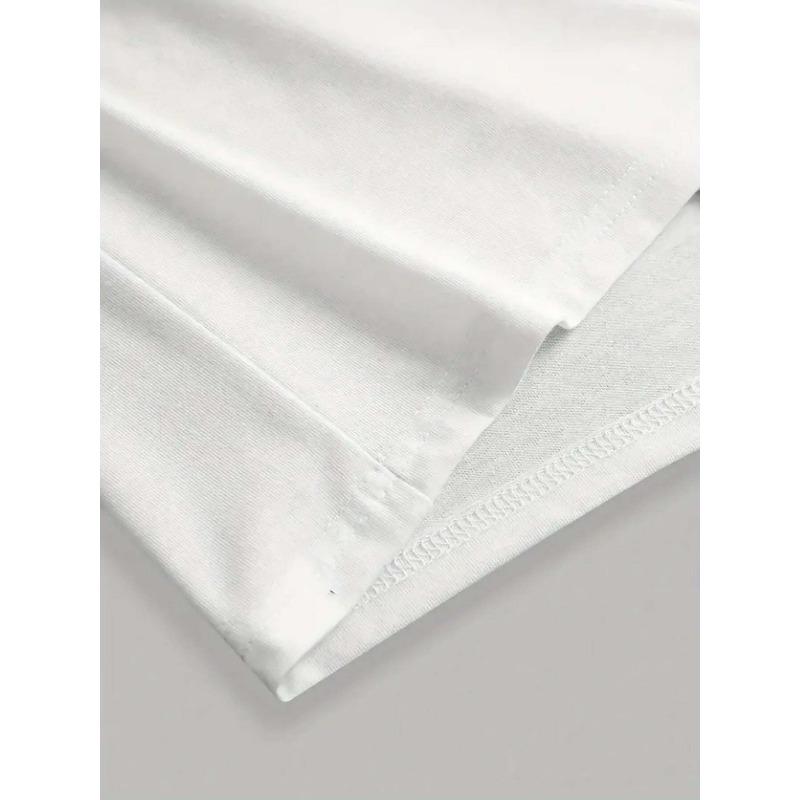 Europäische Größen Modischer Print Herren-T-Shirt | Schlichter Schnitt, der Männlichkeit hervorhebt, Rein, Kombination aus ruhiger Unifarbe und lebendigem Druck