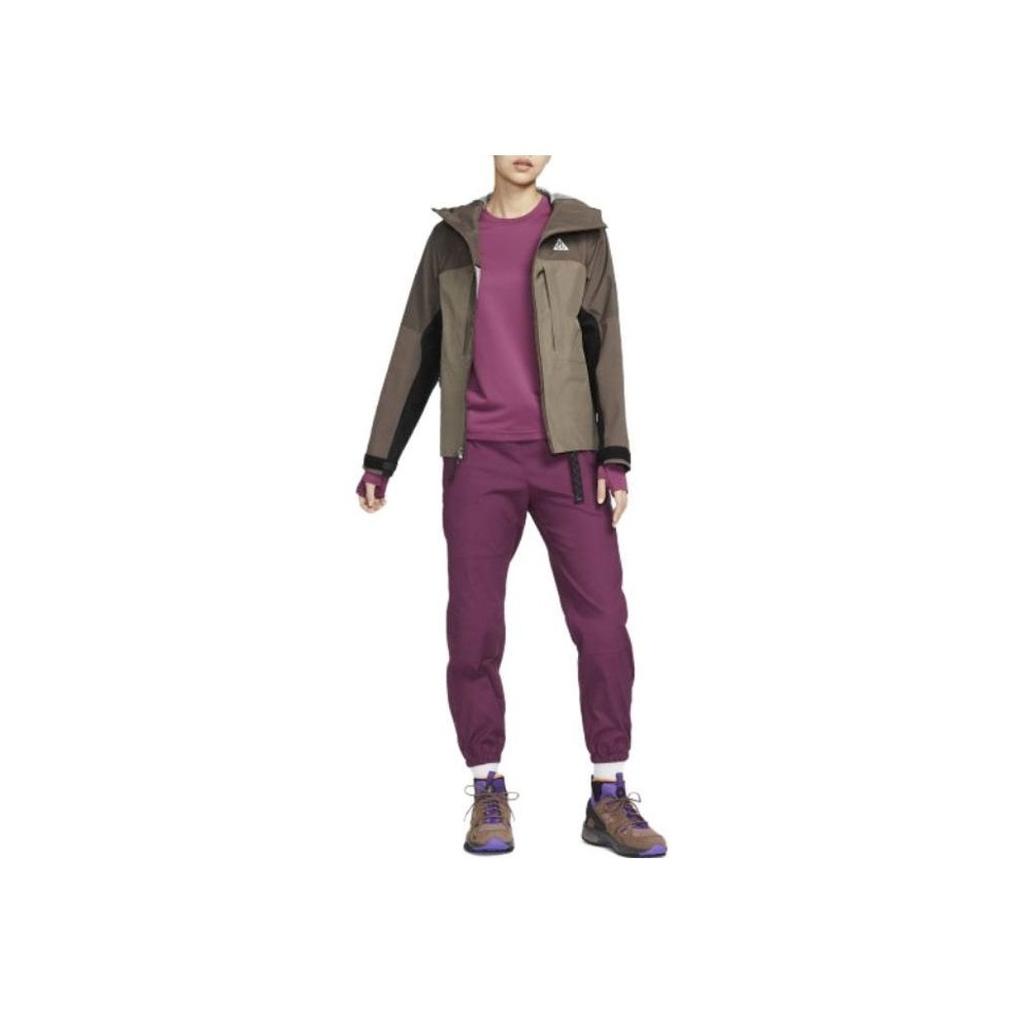 Nike Solid Color Logo Print Crew Neck Long Sleeve T-Shirt Women Tops Burgundy DQ5852-653