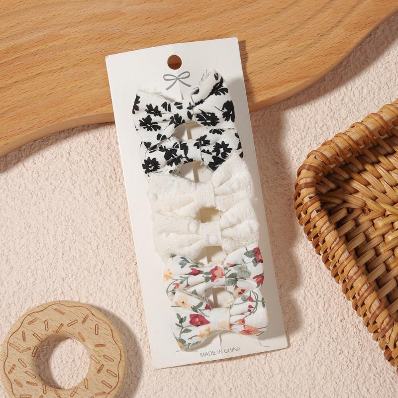 1 Set Fabric Printed Bow Hair Clips Suitable Children Girls Teenagers Party Decoration Clips Girls Baby Hair Accessories Gifts