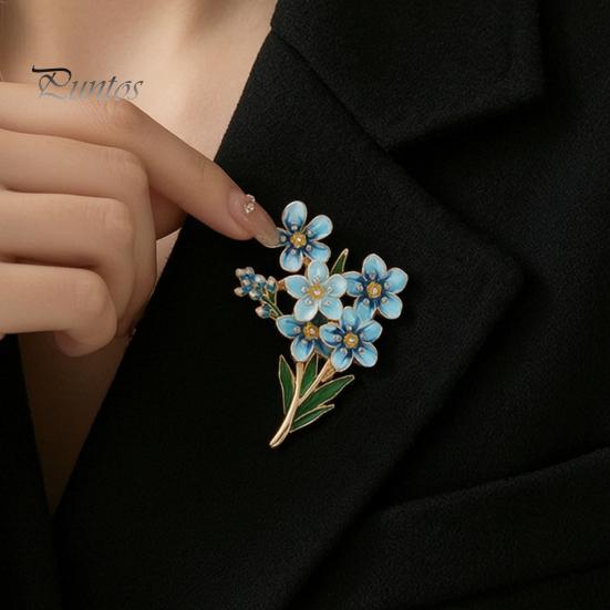 Dainty Flower Badge Forget Me Not Brooch, Alloy Blue Floral Lapel Pin, Memorial Enamel Unique Jewelry for Daily Wear Brooch Pin Coat, Dress,