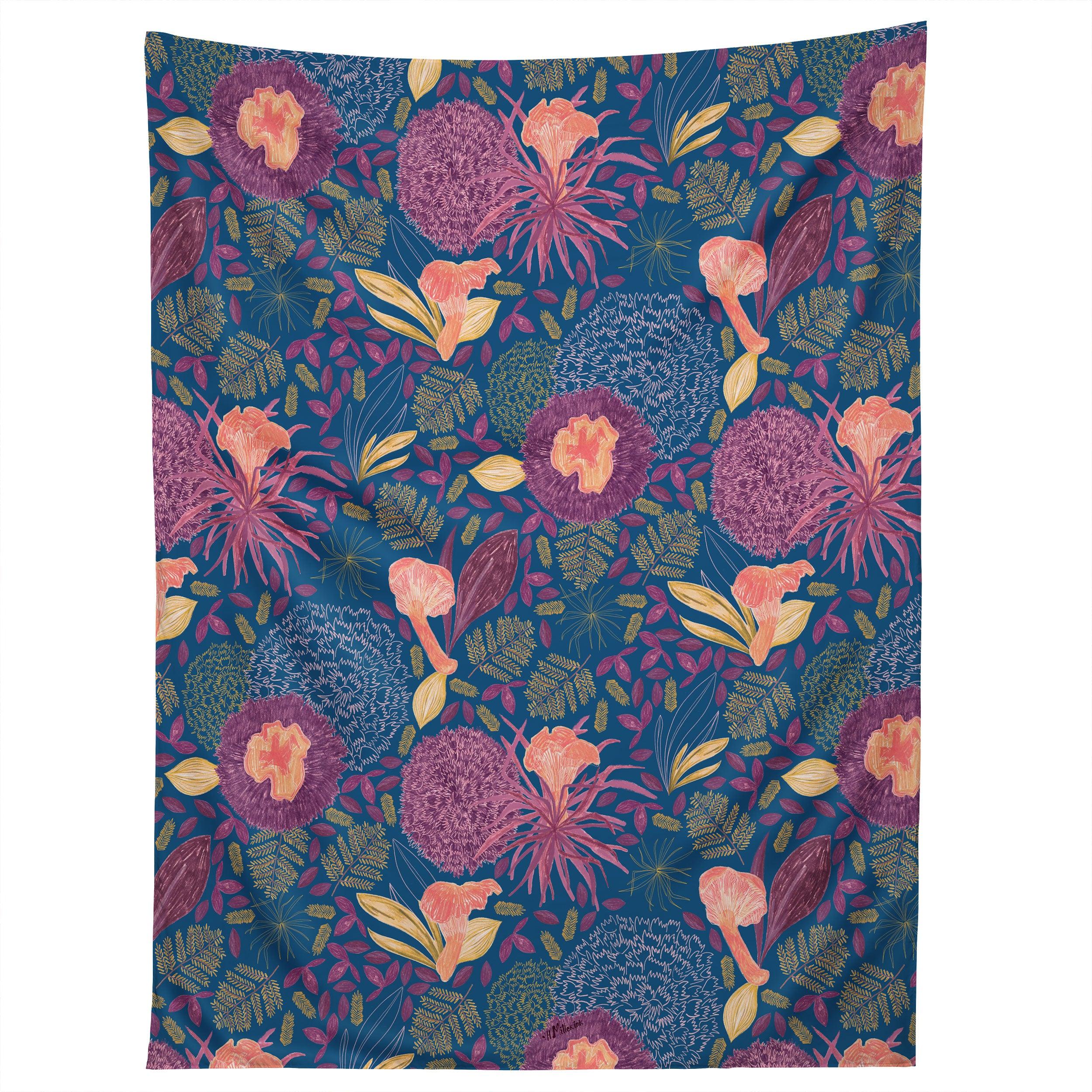 FOREST FULL OF WILD MUSHROOMS tapestry 75x100