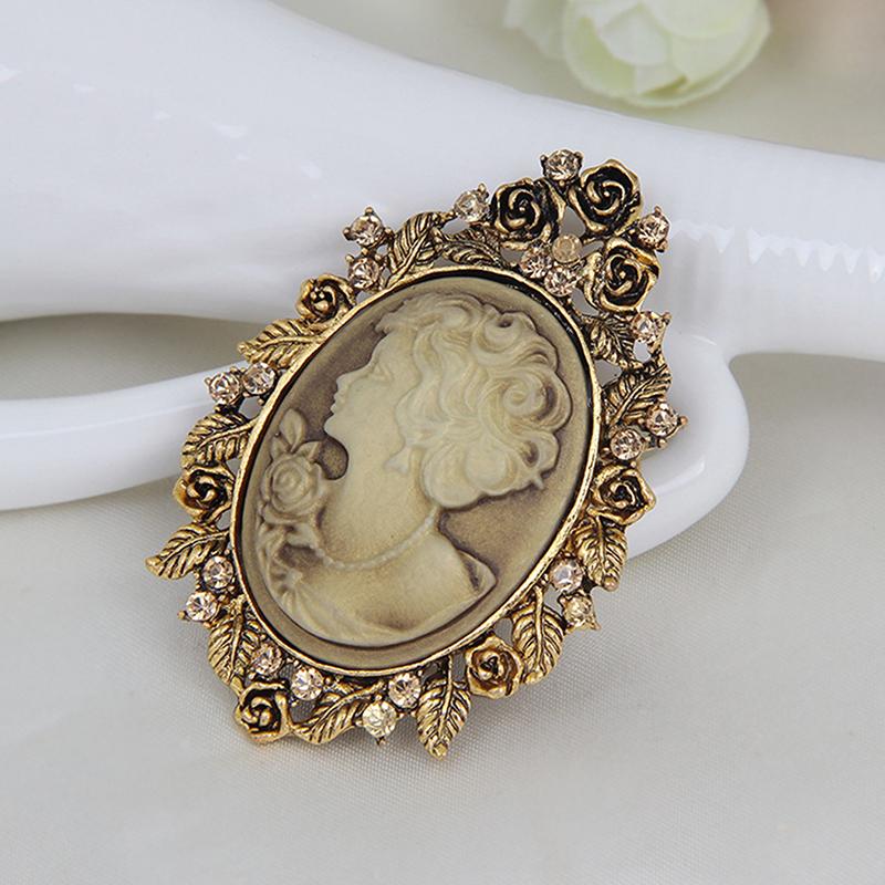 1X Vintage Cameo Victorian Style  Wedding Party Women Pendant Brooch Pin